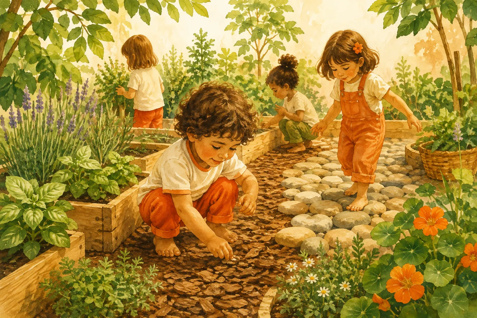 Ilustração representativa: Jardim sensorial.